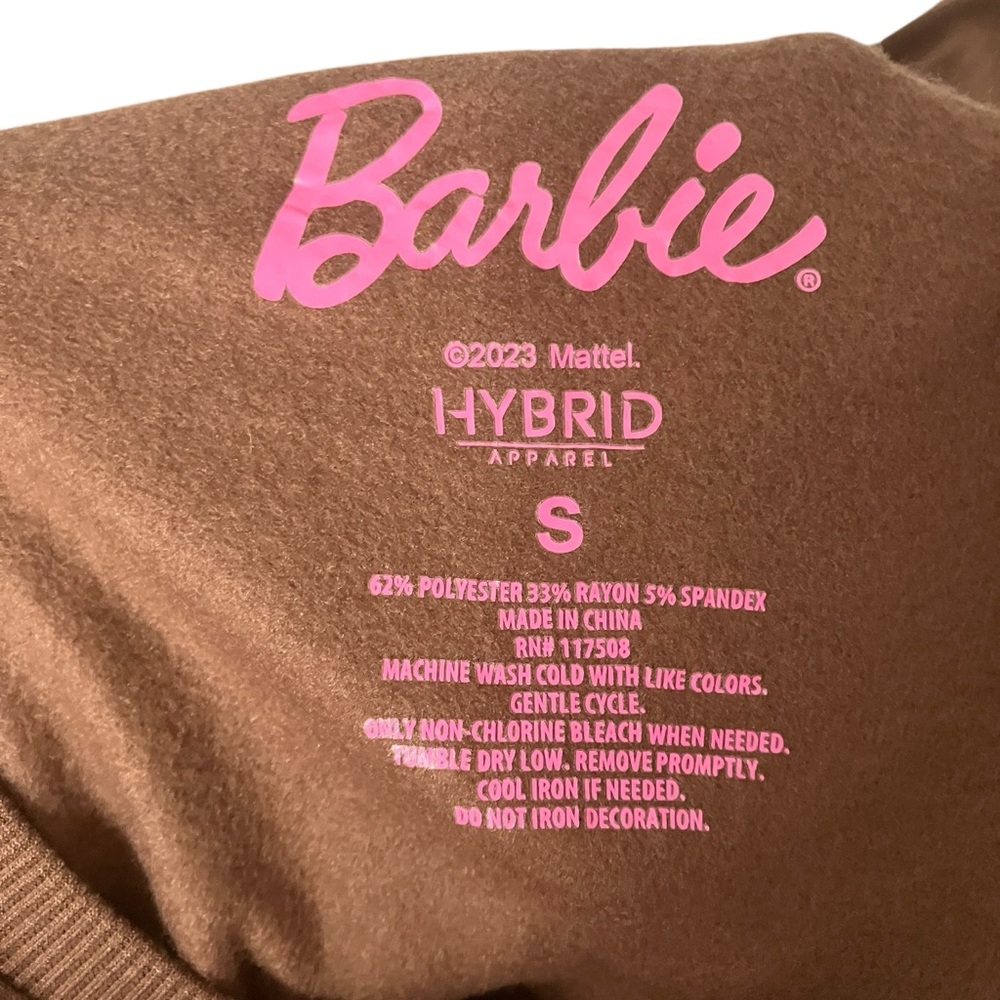 Barbie NWT Women's Squares Cozy Graphic Sweatshirt S, Brown Mattel Hybrid - Picture 13 of 16